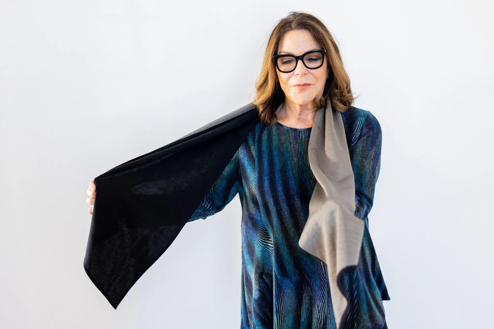 Reversible Silver Cotton Double Knit Scarf