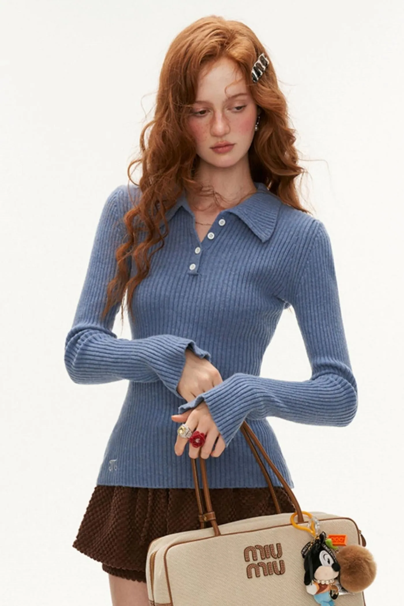 Ribbed Polo Sweater Sleeveless/Long Sleeve
