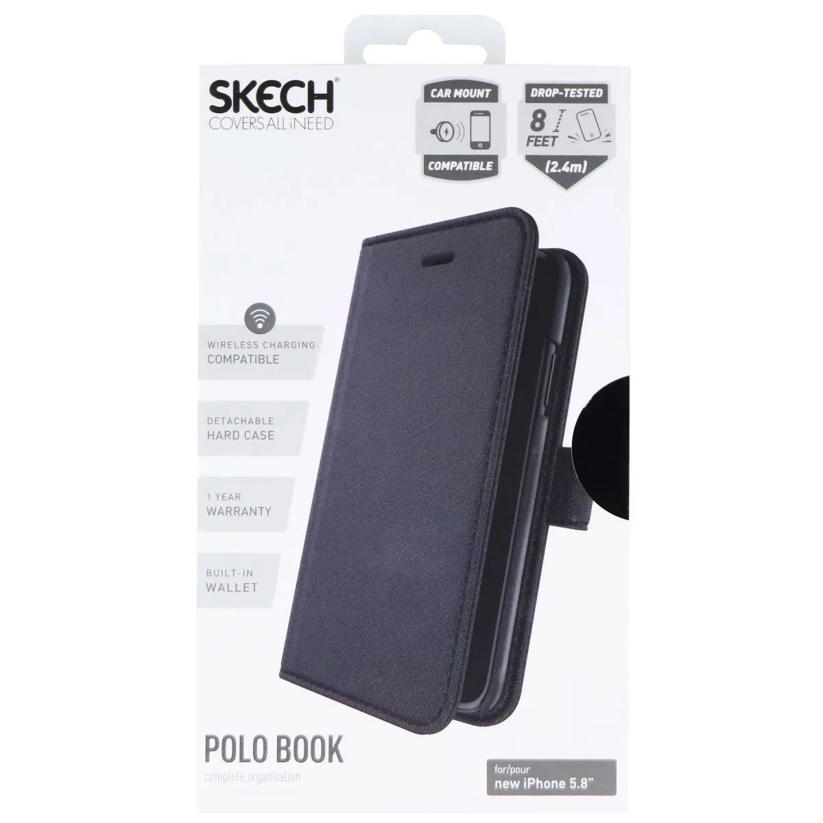 Skech Polo Book Clutch Wallet Cover & Detachable Case for iPhone 11 Pro - Black