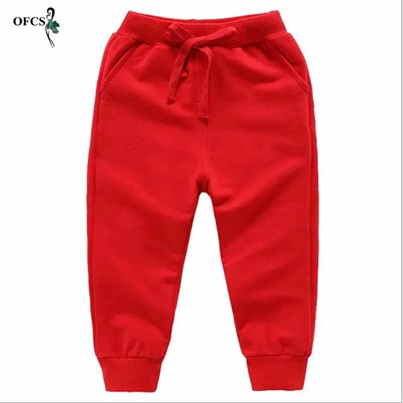 Spring Best Selling Boy's Pants Candy Color Girl's Sports Trousers Fall Sweatpants Autumn Teenage Children Active Clothing 2-12Y