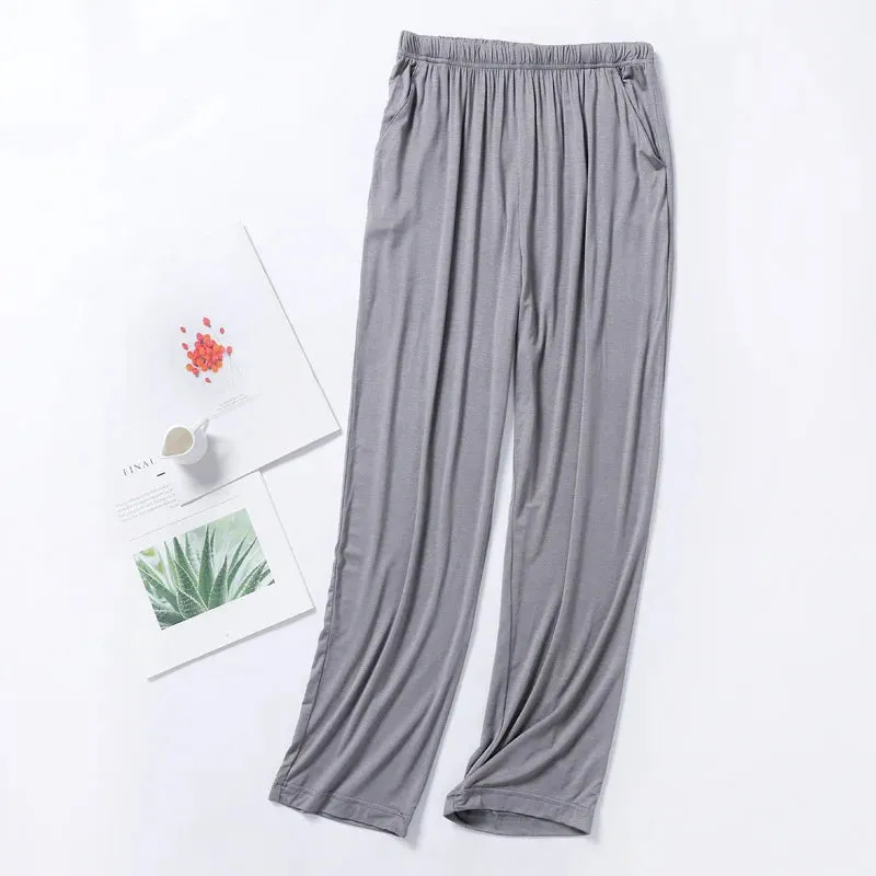 Summer Male Modal Sleeping Pants Solid Sleep Trousers Mens Pajamas Bottoms Soft Sleepwear Pyjama Homewear 2024 Spring Autumn 4XL