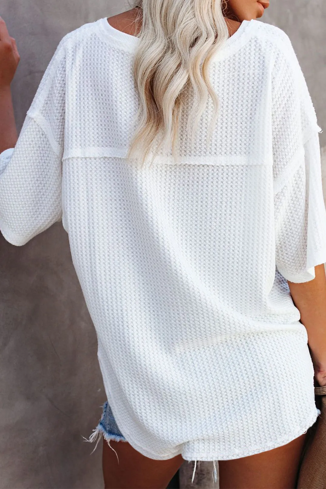 V Neck Short Sleeve Knit Tee