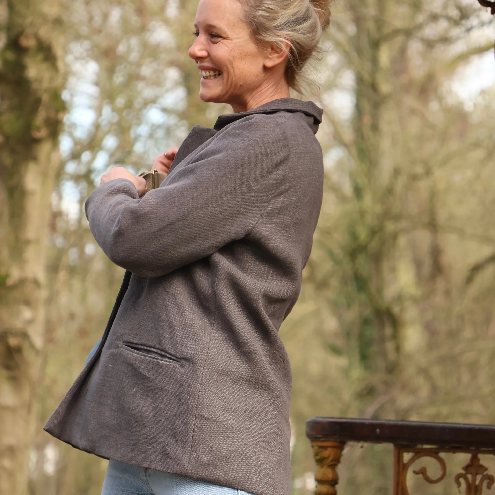 Veste Fanny en lin gris anthracite