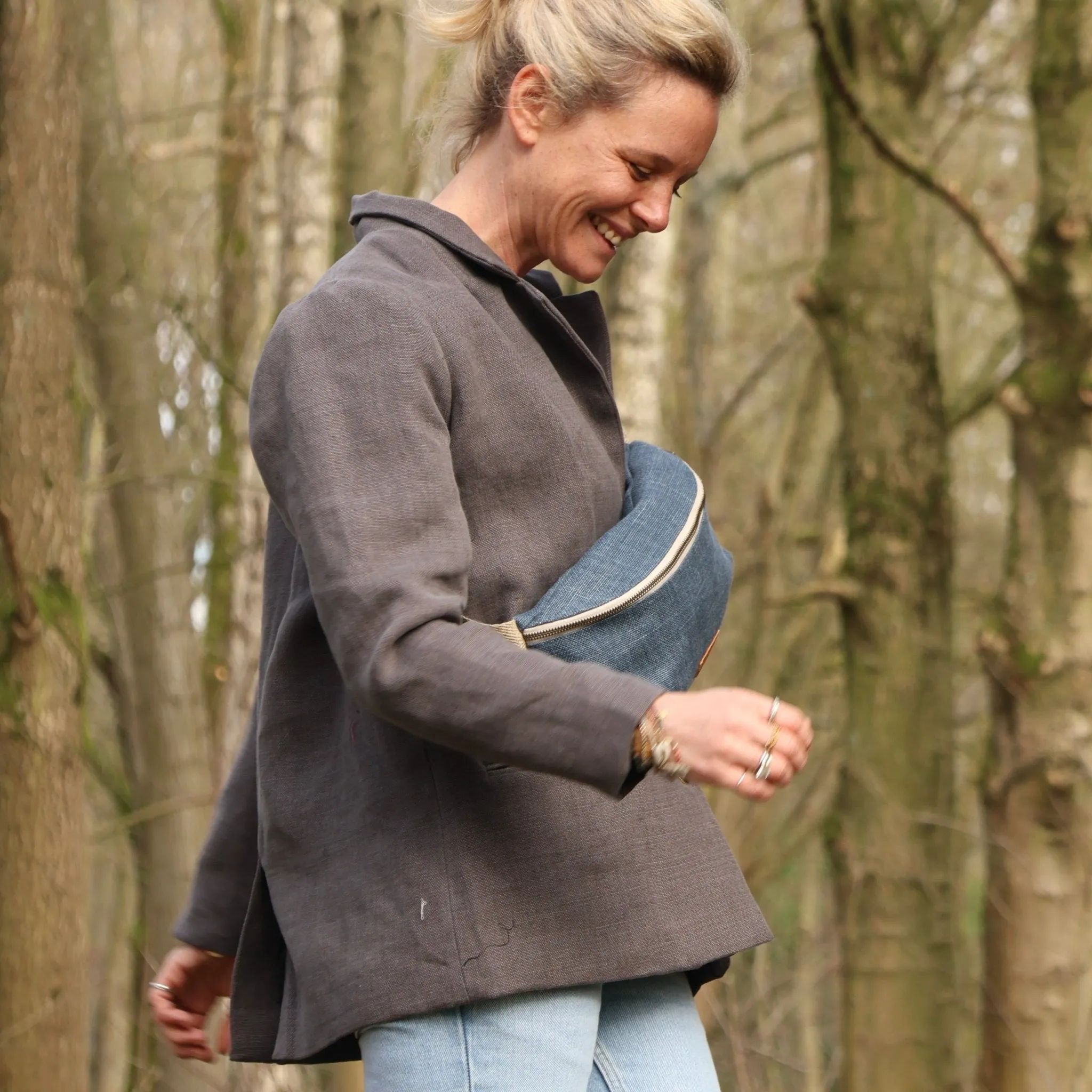 Veste Fanny en lin gris anthracite