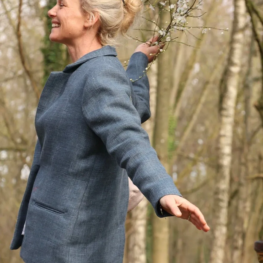 Veste Fanny en lin indigo lavé