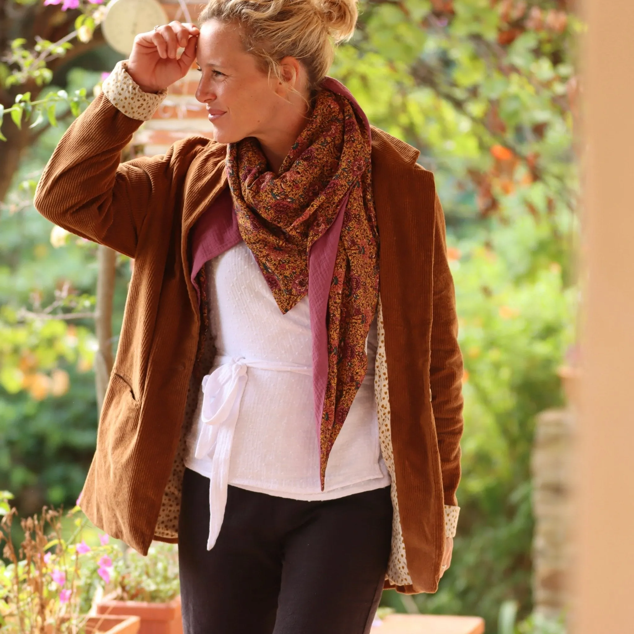 Veste Simone velours camel doublure camel