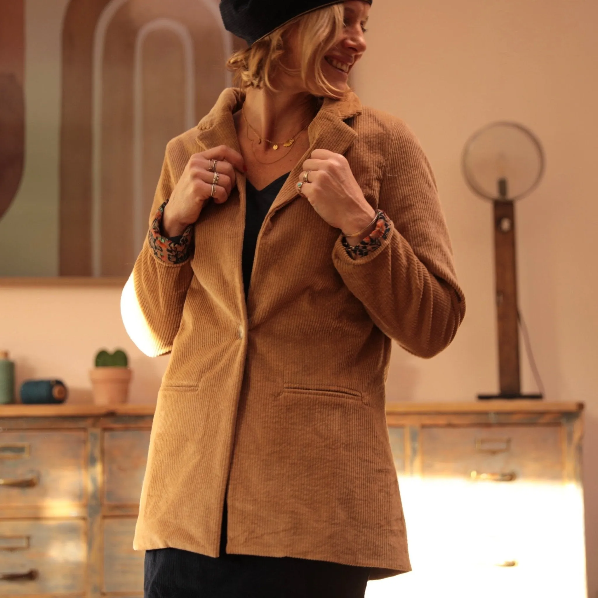 Veste Simone velours côtelé sable