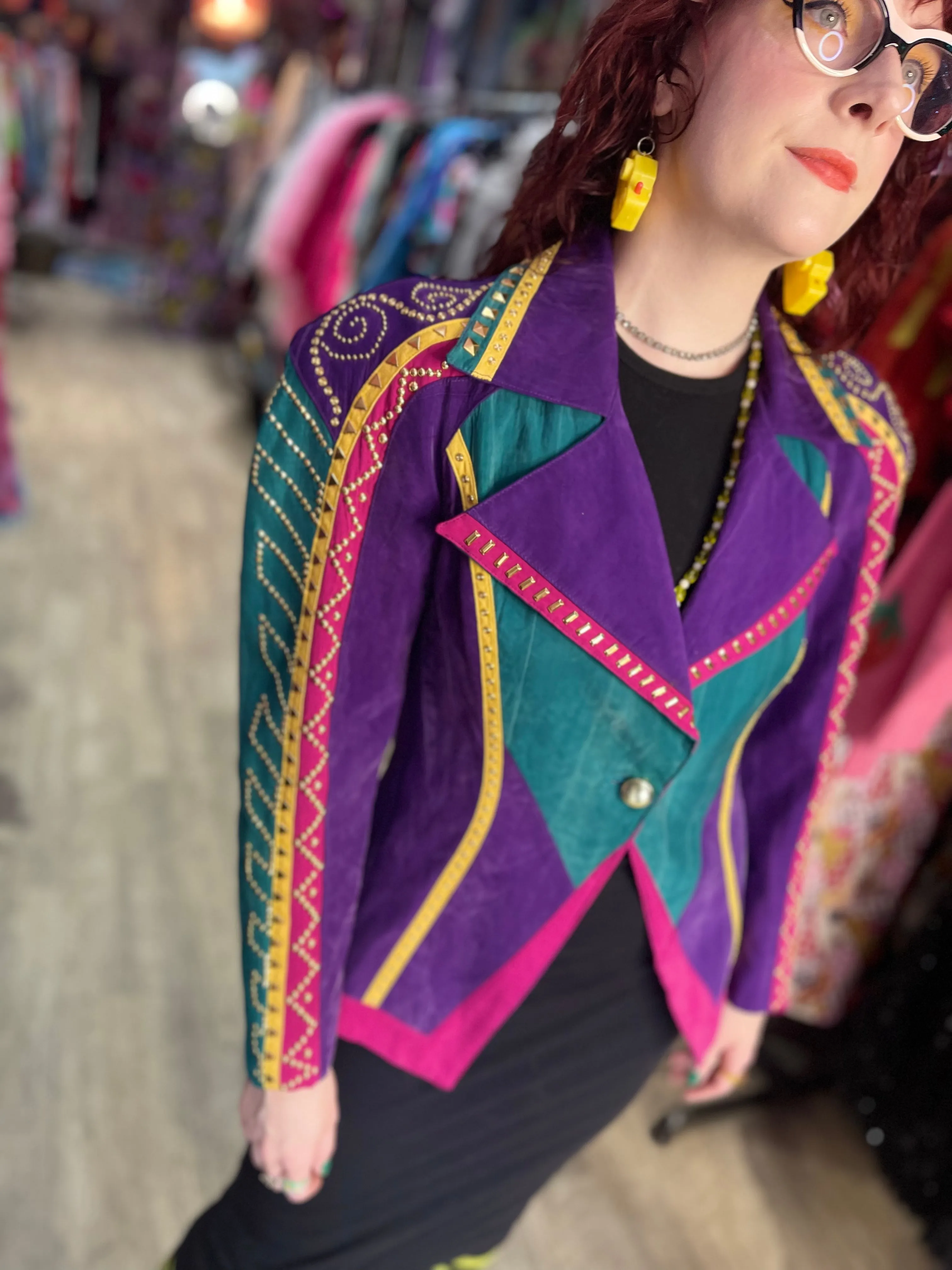 Vintage 90s Purple Bedazzled Avant Garde Jacket