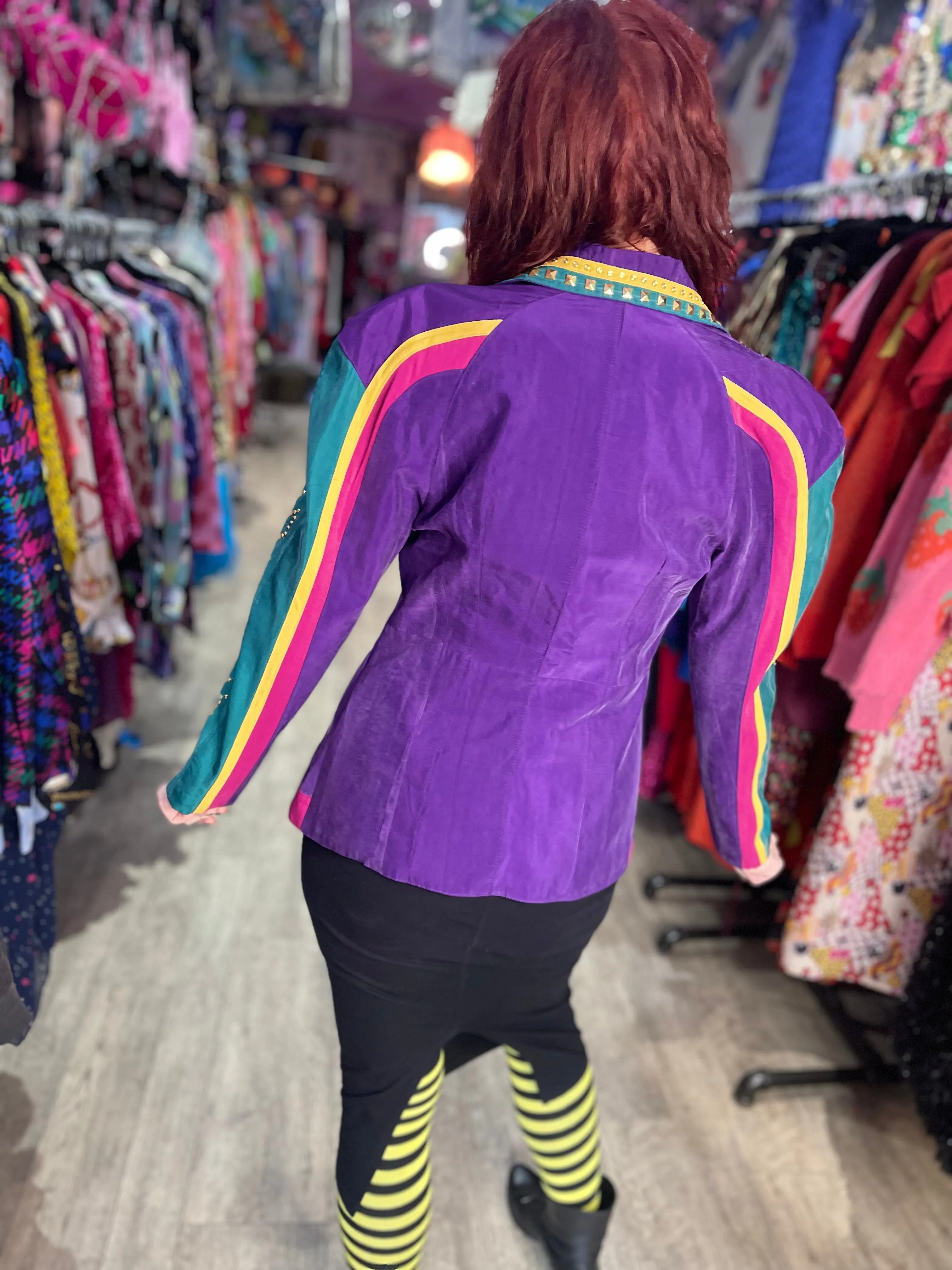 Vintage 90s Purple Bedazzled Avant Garde Jacket
