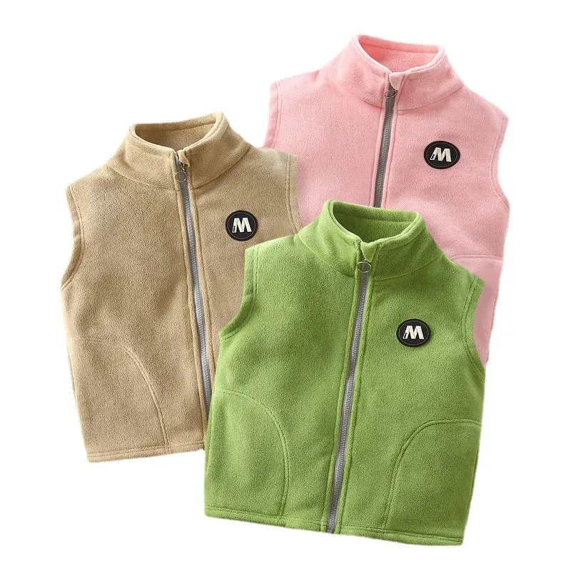Winter Kid Vest Turtleneck Fur Baby Girl Boy Clothes Waistcoat Fleece Vest Coat Sleeveless Jacket Children Snow Outfit Plus Size