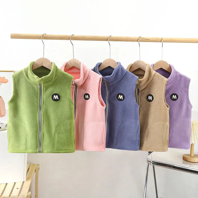 Winter Kid Vest Turtleneck Fur Baby Girl Boy Clothes Waistcoat Fleece Vest Coat Sleeveless Jacket Children Snow Outfit Plus Size