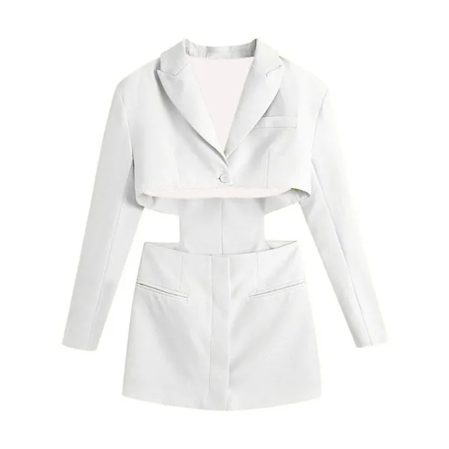 Wjczt Hollow Out Waist Blazer Jacket Sexy Office Laidies Long Sleeve Bodycon Outwear Women Summer Robe Chemise Femme Chic Coat Abrigo