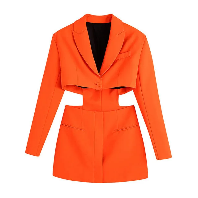 Wjczt Hollow Out Waist Blazer Jacket Sexy Office Laidies Long Sleeve Bodycon Outwear Women Summer Robe Chemise Femme Chic Coat Abrigo