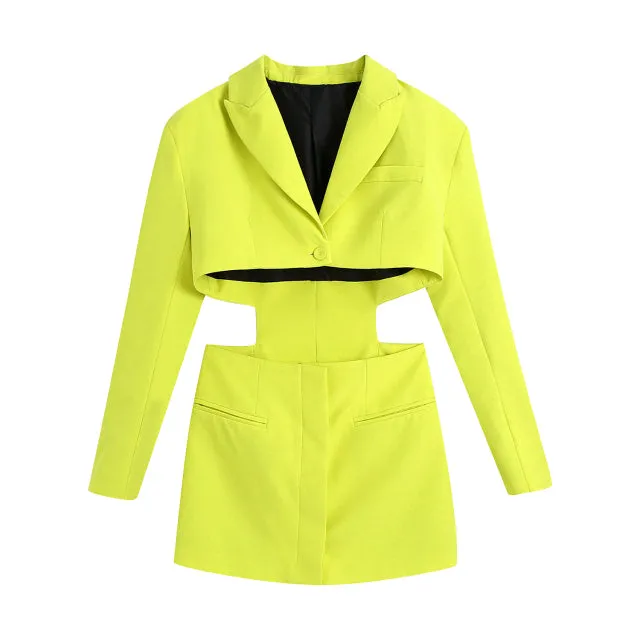 Wjczt Hollow Out Waist Blazer Jacket Sexy Office Laidies Long Sleeve Bodycon Outwear Women Summer Robe Chemise Femme Chic Coat Abrigo