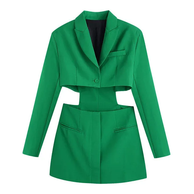 Wjczt Hollow Out Waist Blazer Jacket Sexy Office Laidies Long Sleeve Bodycon Outwear Women Summer Robe Chemise Femme Chic Coat Abrigo